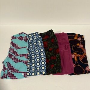 Lot Of 5 NWOT LuLaRoe Kids Leggings Size S/M- FUN colorful Prints, Tennis, Solid